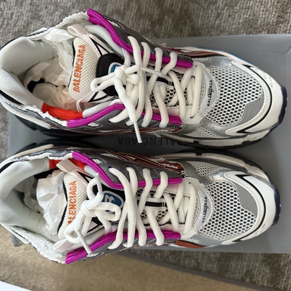 Balenciaga Kids White and Pink Sneakers